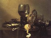 unknow artist oyster, rum and wine still life of the silver cup Germany oil painting artist